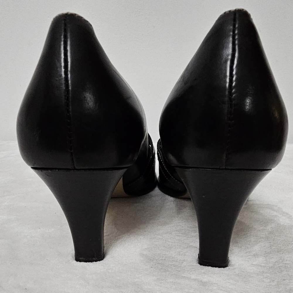 Coach Vintage Style Annabelle Black Leather Buckle Detail Classic Low Heel Pumps - Picture 5 of 15